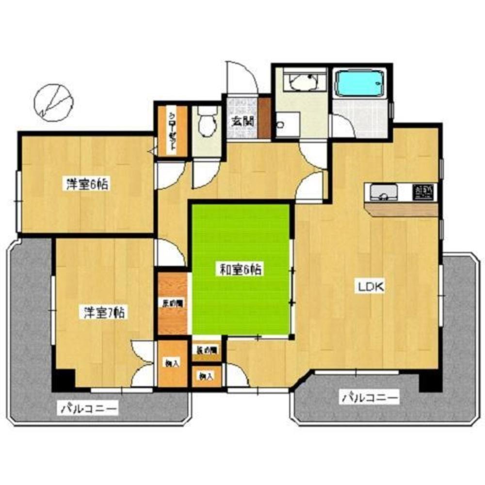 ナビオ水前寺(3LDK/6階)の間取り写真