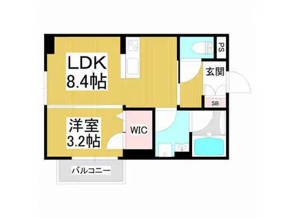 ベレオ高宮(1LDK/2階)の間取り写真