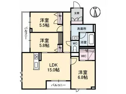 シャイン(3LDK/3階)の間取り写真