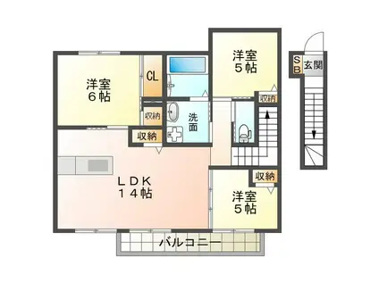 秋桜タウンD(3LDK/2階)の間取り写真