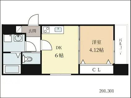 広野町西裏マンション(1DK/2階)の間取り写真