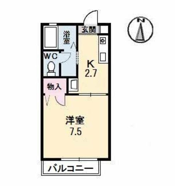 ディアエスタB棟(1K/1階)の間取り写真