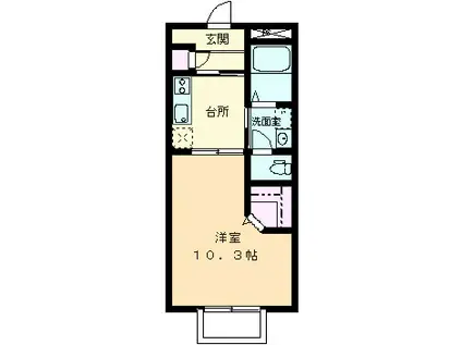 LUSSO(1K/2階)の間取り写真