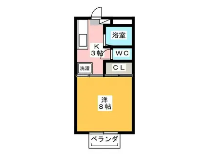 コートドール(1K/2階)の間取り写真