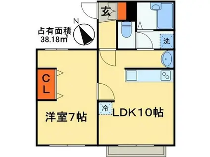 メゾンシェスタ(1LDK/3階)の間取り写真