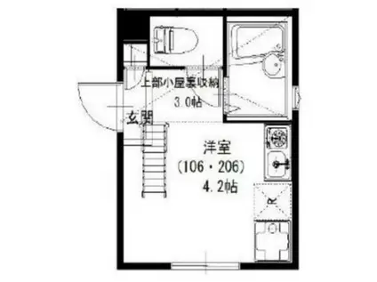 プライムテラス小島新田(ワンルーム/2階)の間取り写真