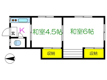 加瀬荘(2K/1階)の間取り写真