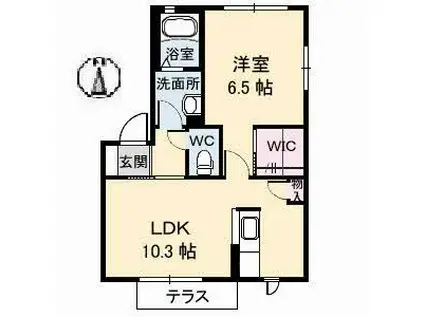ルミエール松縄 B棟(1LDK/1階)の間取り写真
