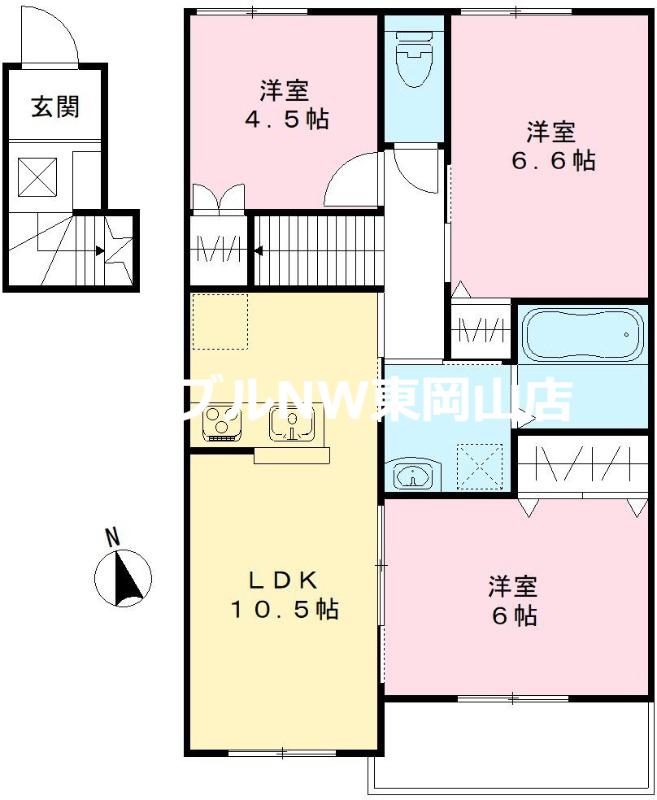 ユアメゾン益野B(3LDK/2階)の間取り写真
