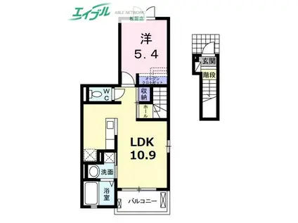 グロウグレイス(1LDK/2階)の間取り写真