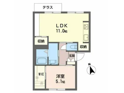 アネックス上野芝(1LDK/1階)の間取り写真