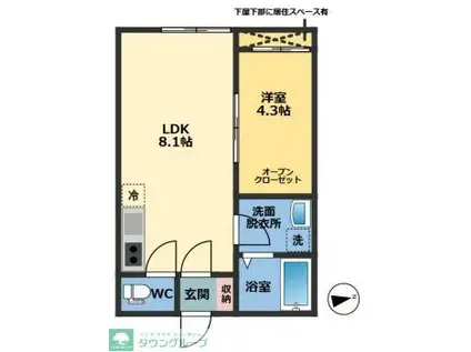 メゾン・ドゥ・アッシュ松戸II(1LDK/1階)の間取り写真