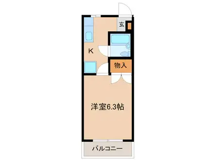 カーサ四谷(1K/2階)の間取り写真