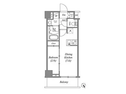 ARKMARK水天宮前II(1DK/4階)の間取り写真