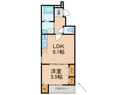 フジパレス新中通III番館(1LDK/2階)の間取り写真