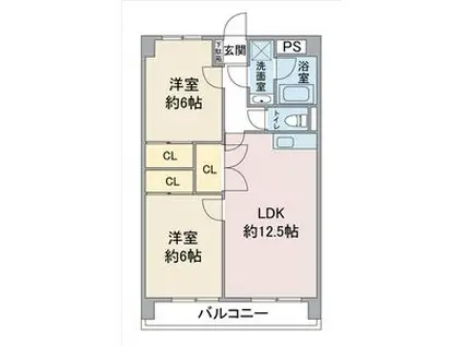 レージュ吉根(2LDK/2階)の間取り写真