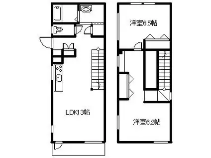デザイナーズ大町壱番街C棟(2LDK/1階)の間取り写真