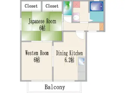 アートレピア(2DK/2階)の間取り写真
