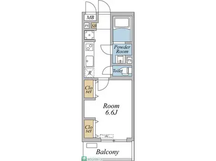 リブリ・足立区西竹の塚(1K/3階)の間取り写真