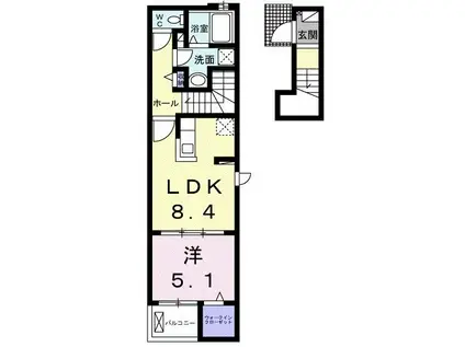 スクエアIS V(1LDK/2階)の間取り写真