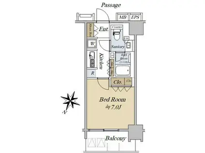 アクシルコート日本橋本町(1K/11階)の間取り写真