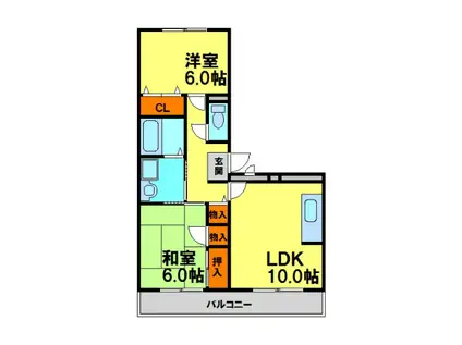 サンハイツツチタニ(2LDK/2階)の間取り写真