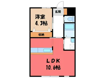 グレイス・ベルジュII(1LDK/1階)の間取り写真