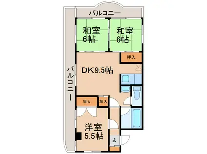 和交マンション(3DK/5階)の間取り写真