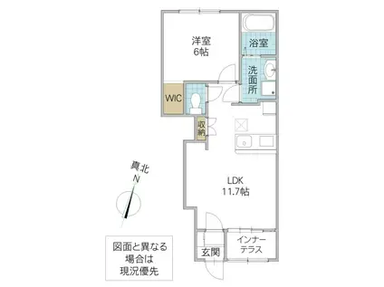 那珂市菅谷字大木内アパート(1LDK/1階)の間取り写真