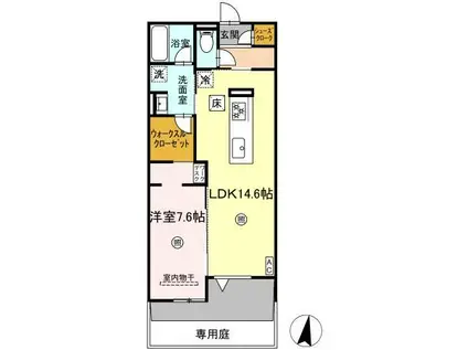 グランフォース(1LDK/1階)の間取り写真