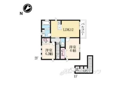 プリムタウンS(2LDK/2階)の間取り写真