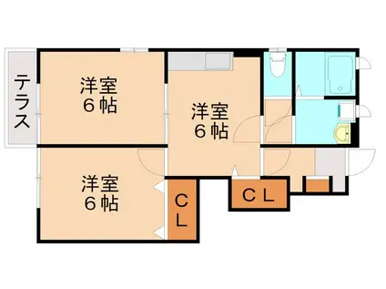 モンターニャII(2DK/1階)の間取り写真