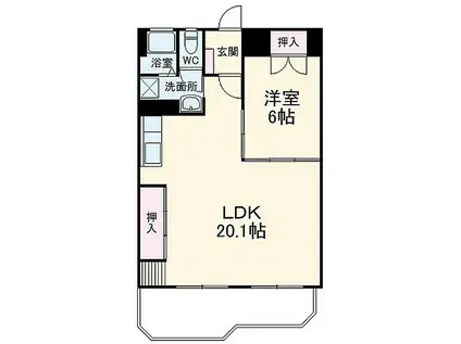 牟呂ハイム(1LDK/1階)の間取り写真