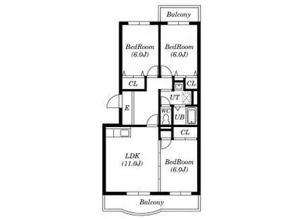 サンポール幸和(3LDK/4階)の間取り写真