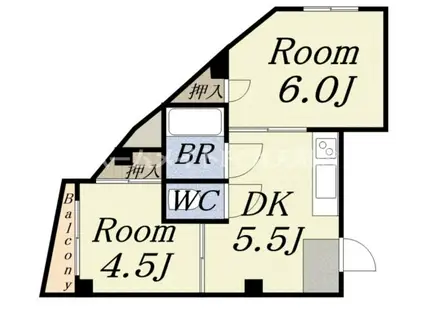 藤田ホワイトマンション(2DK/4階)の間取り写真
