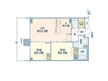 リビオタワー羽沢横浜国大(2LDK/20階)の間取り写真