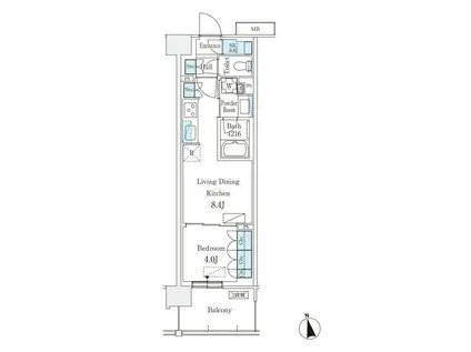 スカイグランデ津田沼(1LDK/4階)の間取り写真