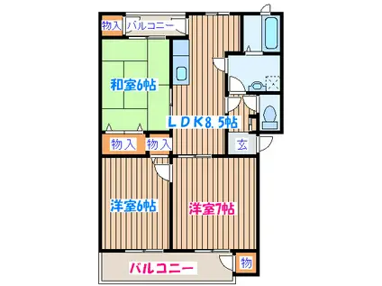 エクセルディアコート(3LDK/1階)の間取り写真