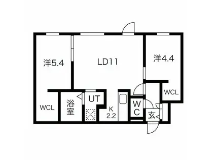 SENNA北42東17MS(2LDK/3階)の間取り写真