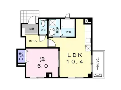 ユッツI(1LDK/1階)の間取り写真