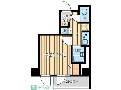 CITY SPIRE新富町(1K/5階)の間取り写真