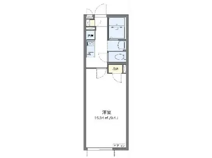 クレイノペルレシュロス X(1K/2階)の間取り写真