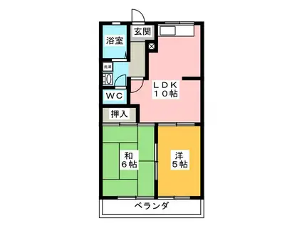 リバティはやの B(2LDK/2階)の間取り写真