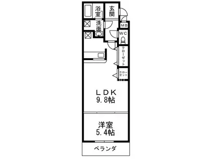 ロックブリッジ(1LDK/2階)の間取り写真