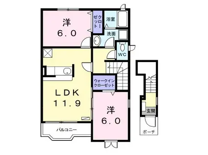 ネオサイトII(2LDK/2階)の間取り写真
