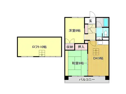 インペリアル西本II(2DK/7階)の間取り写真
