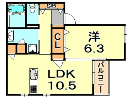 アビタ青木駅前(1LDK/2階)の間取り写真