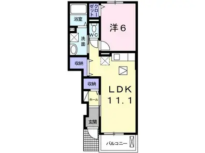 ＪＲ姫新線 本竜野駅 徒歩11分 2階建 築15年(1LDK/1階)の間取り写真