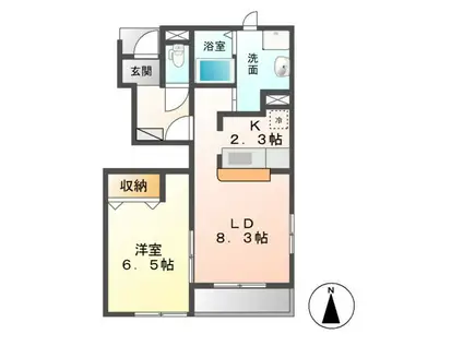 パークサイドヴィラ御里B(1LDK/1階)の間取り写真