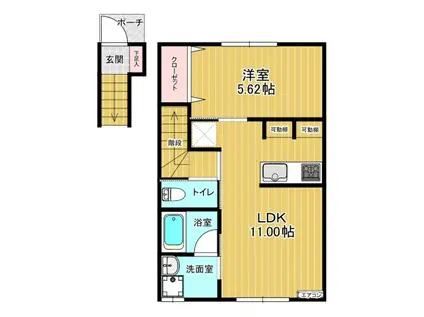 ル・リオン A(1LDK/2階)の間取り写真